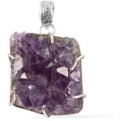 Shop LC Purple Amethyst Druzy Statement Pendant 925 Sterling Silver Fashion Purple Jewelry Gifts For Women