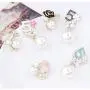 Faux Imitation Pearl White Black Floral Dangle Drop Earrings Studs Faux Imitation Pearl White Black Floral Dangle Drop Earrings Studs
