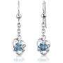 Swiss Blue Topaz Pendant Earrings Necklace Set Sterling Silver 2.50 Carats