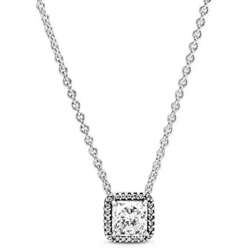 Pandora Jewelry Square Sparkle Halo Cubic Zirconia Necklace in Sterling Silver, 17.7'' Pandora Jewelry Square Sparkle Halo Cubic Zirconia Necklace in Sterling Silver, 17.7''
