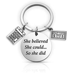 EIGSO Accountant Keychain CPA Keychain She Believed She Could Accouting CPA Graduation Gift Calculator Charm Jewelry
