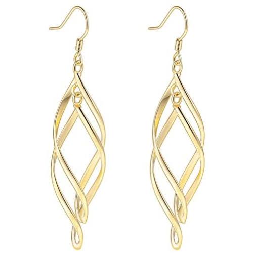 TIVANI Womens Pretty 18K Gold Plated Double/Triple/Tassel Linear Loops Design Twist Wave Hook Dangle Earrings for Women Girls