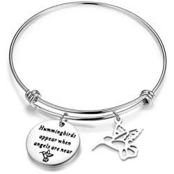 BAUNA Hummingbirds Brcelet Memorial Gifts Hummingbirds Appear When Angels are Near Sympathy Gift for Her