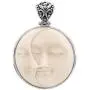 Carved Sun Crescent Moon Moonface Duo Goddess Bison Bone 925 Sterling Silver Pendant, 1 3/4'' Carved Sun Crescent Moon Moonface Duo Goddess Bison Bone 925 Sterling Silver Pendant, 1 3/4''