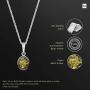 Amberta 925 Sterling Silver with Genuine Baltic Amber - Classic Oval Pendant for Women - Various Stone Colors