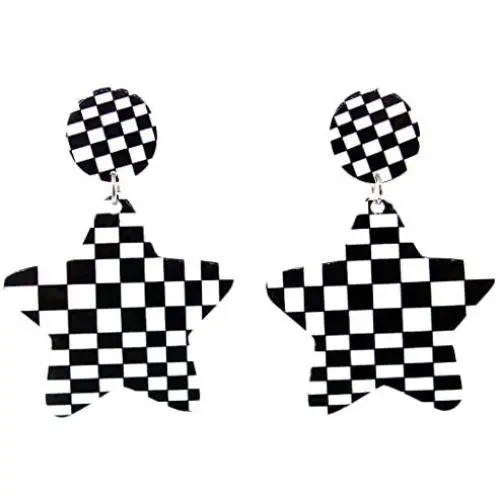 DesignedDazzle Black and White Checkerboard Checkered Flag Racing Earrings DesignedDazzle Black and White Checkerboard Checkered Flag Racing Earrings
