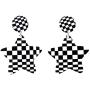 DesignedDazzle Black and White Checkerboard Checkered Flag Racing Earrings