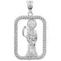 Sterling Silver Santa Muerte (Grim Reaper) Rope-Style Rectangular Frame Necklace