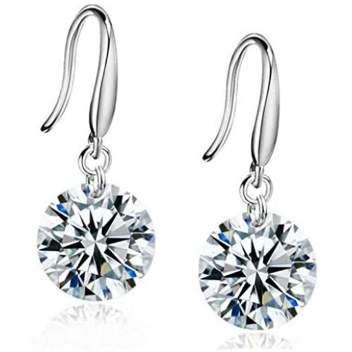 14K Platinum-Plated Cubic Zirconia Earrings are Fashionable, Delicate and Shiny, Suitable for Mothers, Women, Girls and Wives.