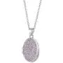 In Season Jewelry 925 Sterling Silver Cubic Zirconia Pink Locket for Girls Oval Photo Necklace 16''