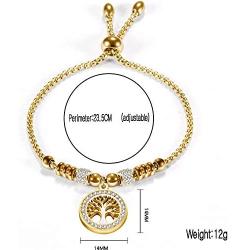 Jude Jewelers Stainless Steel Tree of Life Charm Ajustable Size Strand Bracelet