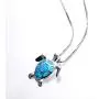 NC Turtle Pendant Statement Necklace,Lovely Animals White Created Fire Opal Silver Chain Necklace Jewellery Gifts