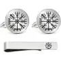 Kooer Classic Engraved Viking Rune Vegvisir Cuff Links Tie Bar Personalized Wedding Cufflinks Jewelry Gift for Men Kooer Classic Engraved Viking Rune Vegvisir Cuff Links Tie Bar Personalized Wedding Cufflinks Jewelry Gift for Men