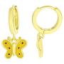 AFFY Jewelry Yellow Enamel Butterfly Drop Earrings In 925 Sterling Silver