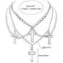 HMIXN Punk Chain Chokers Pendants for Women E Girl, Silver Color Alloy Hollow Cross Layered Choker Necklaces