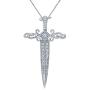 Elmas 1/20ct Round White Diamond 925 Sterling Silver Dagger Sword Pendant Diamond Necklace