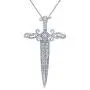 Elmas 1/20ct Round White Diamond 925 Sterling Silver Dagger Sword Pendant Diamond Necklace