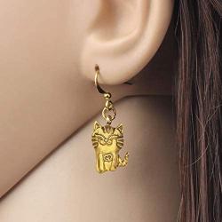 DOWAY Antique Rose Gold/Silver Plated Elegant Birman Bumlese Cat Earrings Dangle Drop Novelty Cartoon Kitten Pet Jewelry for Women Girls Charm Gift