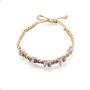 BlueRica Braided Hemp Cord Anklet Bracelet with Semi Precious Gemstone Chips (Amethyst)