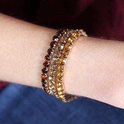 RIAH FASHION Sparkly Rhinestone Cubic Statement Bracelet - Crystal Stretch Memory Wire, Adjustable Wrist Band Cuff, Bridal Wedding Hinge Bangle, Star, Heart, Flower