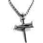 FORGIVEN JEWELRY 3 Nail Cross Pendant on Heavy Chain Necklace