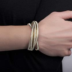 Steve Madden Glitter Design Interlocking Bangle Bracelet For Women