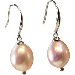 HinsonGayle AAA Handpicked 9-9.5mm Baroque Freshwater Cultured Pearl Dangle Earrings Sterling Silver