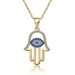 sloong 925 Sterling Silver Evil Eye Hamsa White Blue Cz Womens Pendant Necklace…