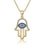 sloong 925 Sterling Silver Evil Eye Hamsa White Blue Cz Womens Pendant Necklace…