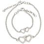 Sterling Silver Mom and Me Double Heart Bracelet Sold as a Set or individually