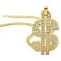 Gold Chain with Dollar Sign Big Money Necklaces for Men Women,Stainless Steel Iced Out Rhinestone Jewelry,Fashion Pendants with 28 Inches Chain