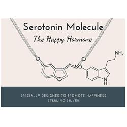 Rosa Vila Happiness Serotonin Molecule Necklace Women, Solid 925 Sterling Silver, Ideal Gift Necklaces For Teacher, Professor, Chemistry Graduates, Science Jewelry Lovers (Sterling Silver)