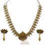 Sansar India Lotus Pendant Indian Necklace Jewelry Earrings Set for Girls and Women 1346