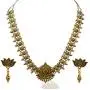 Sansar India Lotus Pendant Indian Necklace Jewelry Earrings Set for Girls and Women 1346 Sansar India Lotus Pendant Indian Necklace Jewelry Earrings Set for Girls and Women 1346