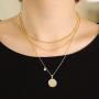 Bijoux et tou 18K Gold Plated Multi Layer Astrology Constellation Horoscope Zodiac Simple Double Side Pendant Necklace 15.5''-21''