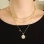 Bijoux et tou 18K Gold Plated Multi Layer Astrology Constellation Horoscope Zodiac Simple Double Side Pendant Necklace 15.5''-21''
