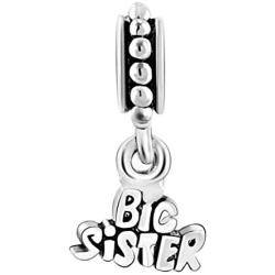 Lifequeen Heart Sister Charms I Love You Crystal Charm Beads for Bracelets