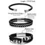 Jstyle 3Pcs Stainless Steel Braided Leather Bracelet for Men Women Leather Wrist Band Cuff Bangle Bracelet Magnetic Clasp 7.5-8.5 inches
