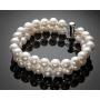 Double Row Pearl Bracelets Two Strand Freshwater Cultured 7-8mm/8-9mm White Pearl Bracelets Jewelry Gift for Women Wife Girls Mother