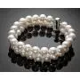 Double Row Pearl Bracelets Two Strand Freshwater Cultured 7-8mm/8-9mm White Pearl Bracelets Jewelry Gift for Women Wife Girls Mother
