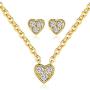 MDFUN Fashion Necklace and Earring Jewelry Set for Women and Girls, 18K Gold Plated Sparkle Halo Cubic Zirconia Heart Shaped Stud Earring and Pendant Choker