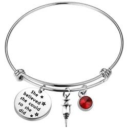 AKTAP Phlebotomist Gift Nurse Phlebotomist Bracelet She Believed She Could So She Did Phlebotomy Graduation Gifts for Technician Hematologist Medical Technologist