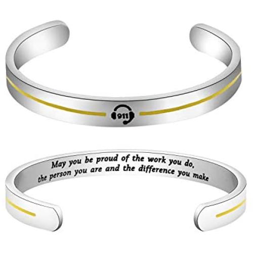 SEIRAA Dispatcher Gifts Thin Gold Line Gift 911 Operators Dispatcher Appreciation Gift Keychain EMT Medical Alerts Jewelry