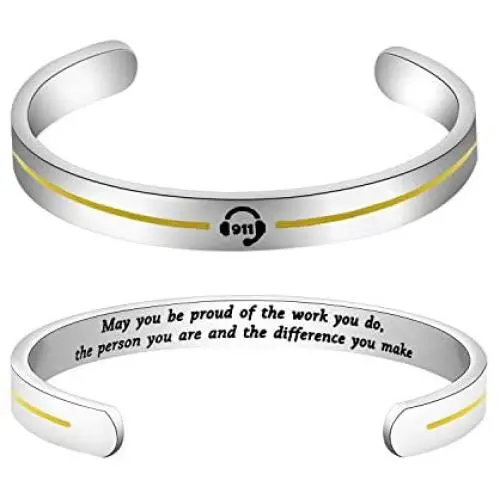 SEIRAA Dispatcher Gifts Thin Gold Line Gift 911 Operators Dispatcher Appreciation Gift Keychain EMT Medical Alerts Jewelry