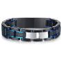 MEALGUET Personalized Free Engraving Mens 2-Tone Black Blue Masculine Stainless Steel Medical Alert ID Bracelet for Men