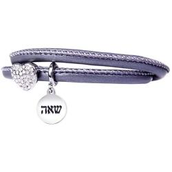 Valentine Day Leather Charms Bangle for Women with Stainless Steel Charms Judaica Inspirational Bracelet Jewelry kabbalah LOVE