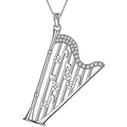 Music Note Heart of Treble and Bass Clef Necklace Women 925 Sterling Silver Infinity Love Musician Pendant Fans Music Symbol Jewelry
