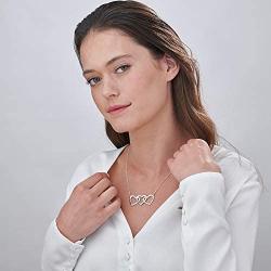 MyNameNecklace Personalized 3 Intertwined Hearts Engraved Necklace with Clear CZ Stones-Custom V-Day Valentines 925 Silver Jewelry Gift