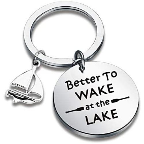 CYTING Lake Keychain Better to Wake at The Lake Camping Jewelry Lake Lover Gift for Lake Girls