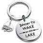 CYTING Lake Keychain Better to Wake at The Lake Camping Jewelry Lake Lover Gift for Lake Girls